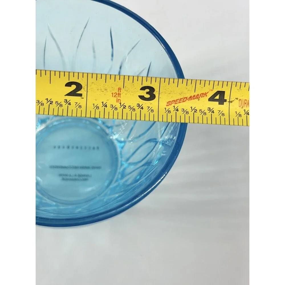 Pottery Barn Blue Swirl Double Old Fashioned Short Tumblers Flashed cut Glass